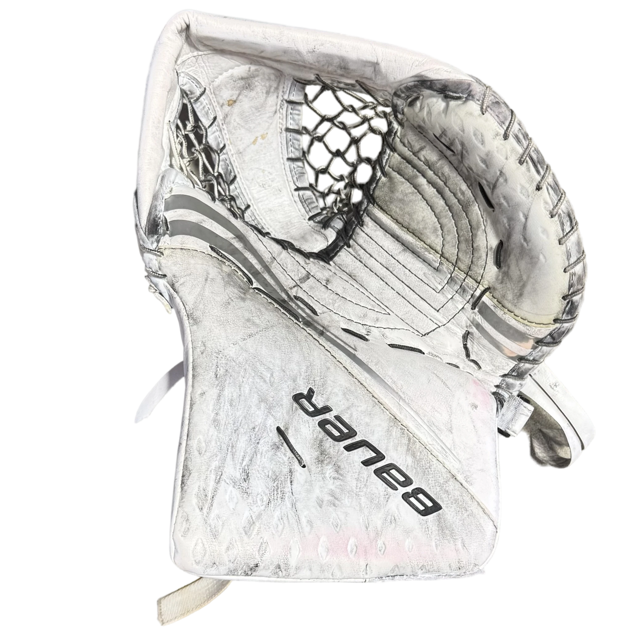 Bauer Supreme Mach - Gant de gardien NCAA Pro Stock d'occasion (blanc)